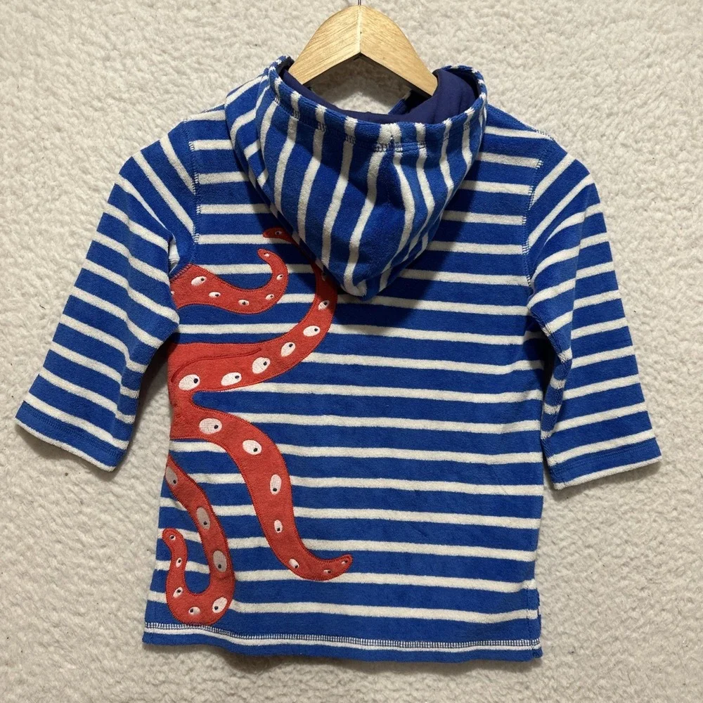 Mini Boden Appliqué Towelling Size 2-3YRS Throw-on Cabana Blue/Ivory Octopus NWT